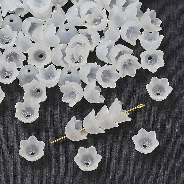 分厚い透明な曇らされたチューリップの花アクリルビーズキャップ