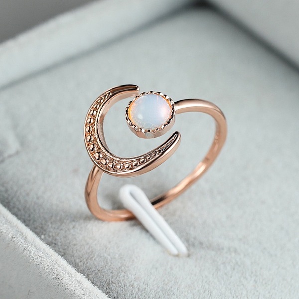 

PandaHall Brass Open Cuff Ring for Womem, with Resin Sun, Moon Ring for Women, Rose Gold, US Size 8(18.1mm) Brass+Resin