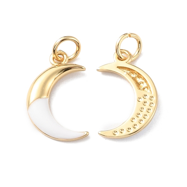 

PandaHall Rack Plating Brass Pendants, with Enamel, Long-Lasting Plated, Real 18K Gold, Cadmium Free & Lead Free, Moon, White, 16x10x2mm...
