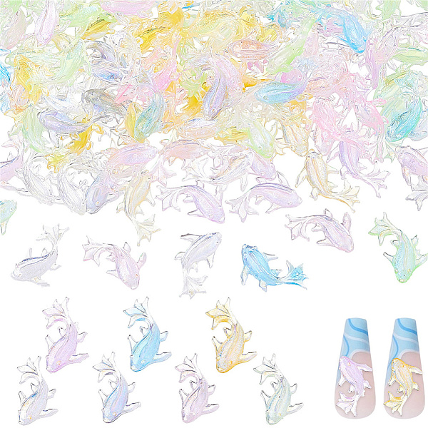 

PandaHall CRASPIRE 420Pcs 7 Colors Glitter Powder Resin Cabochons, Nail Art Decoration Accessories, Goldfish, Mixed Color, 14.5x8x3.2mm..., Multicolor
