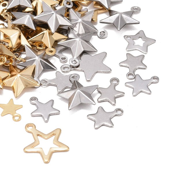 

PandaHall Stainless Steel Charms, Star, Mixed Color, 8.5~40x7~30x0.6~1mm, Hole: 0.7~4mm Stainless Steel Star