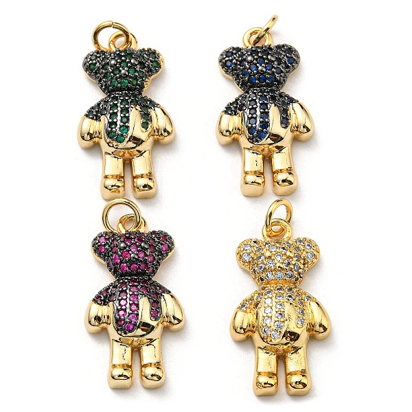

PandaHall Brass with Cubic Zirconia Pendants, Long-Lasting Plated, Lead Free & Cadmium Free, Real 18K Gold Plated, Bear, Mixed Color..., Multicolor