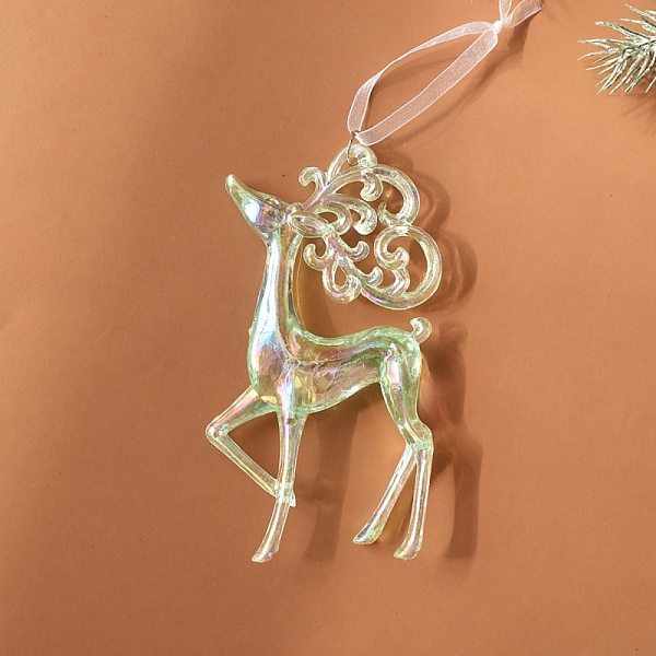 

PandaHall Christmas Transparent Plastic Pendant Decoration, for Christma Tree Hanging Decoration, with Iron Ring and Net Gauze Cord, Pale...