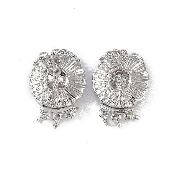 

PandaHall Rack Plating Brass Box Clasps, 3-Strand, 6-Hole, Flower, Platinum, 21x16x7mm, Hole: 2.4mm Brass Flower