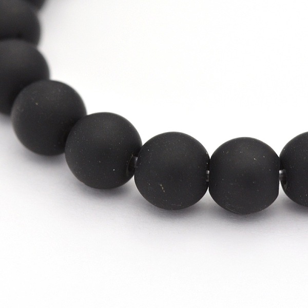 

PandaHall Dyed Natural Black Agate Beads Strands, Frosted, Round , 6mm, Hole: 1mm, about 31pcs/strand, 7.4 inch Black Agate Round