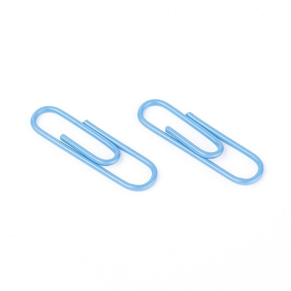 

PandaHall Iron Paper Clips, Coated PVC Plastic, Durable and Rustproof, for Office School Document Organizing, Light Sky Blue, 28.5x8.5x1mm...