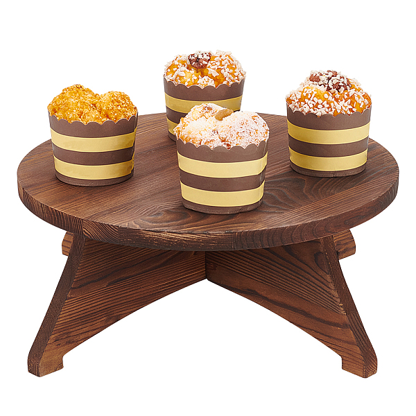 

PandaHall FINGERINSPIRE Wood Cake Stand Flat Round Wooden Display Pedestals Coconut Brown Wood Cake Display Stand Rustic Burnt Wood Dessert...