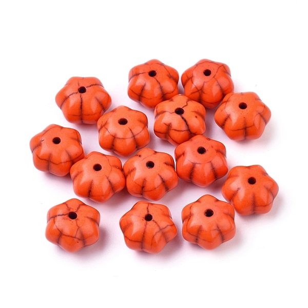 

PandaHall Dyed Synthetic Turquoise Bead Strands, Pumpkin, Orange Red, 12x8mm, Hole: 1mm, about 868pcs/1000g Synthetic Turquoise Pumpkin Red