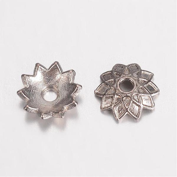 

PandaHall Alloy Bead Caps Enamel Settings, Multi-Petal Flower, Antique Silver, 7.5x2mm, Hole: 1.5mm Alloy Flower