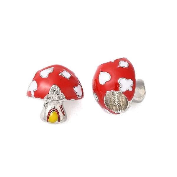 

PandaHall Rack Plating Alloy Enamel European Beads, Cadmium Free & Nickel Free & Lead Free, Large Hole Beads, Mushroom House, Platinum..., Red