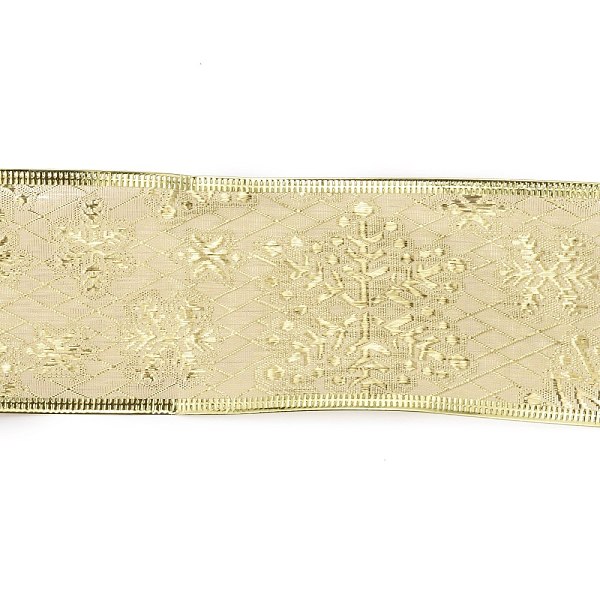 

PandaHall Snowflake Pattern Cotton Ribbon, Sparkle Ribbon, for Wrapping Gifts, Christmas Tree Bows Crafts Decoration, Pale Goldenrod, 2-1/2...