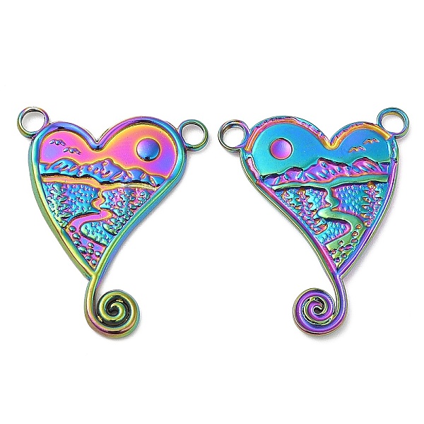 

PandaHall 304 Stainless Steel Pendants, Heart Charm, Rainbow Color, 25x21x2mm, Hole: 2.5mm 304 Stainless Steel Heart