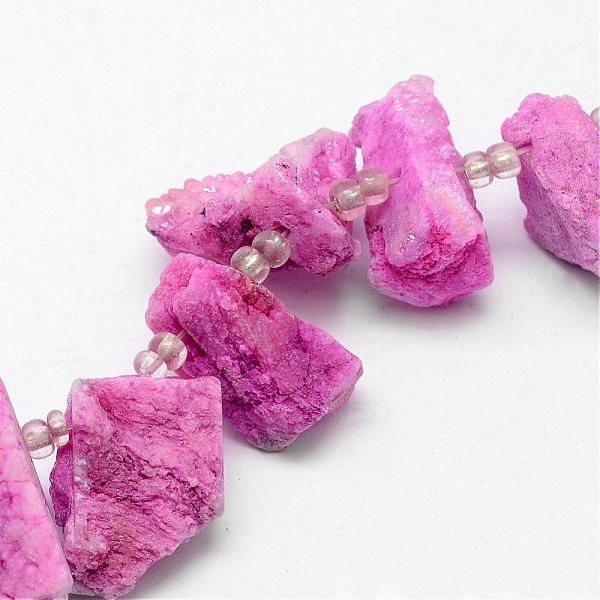 

PandaHall Electroplated Natural Agate Bead Strands, Druzy Agate, Nuggets, Dyed, Hot Pink, 22~37x14~17x17~21mm, Hole: 1.5mm, about...