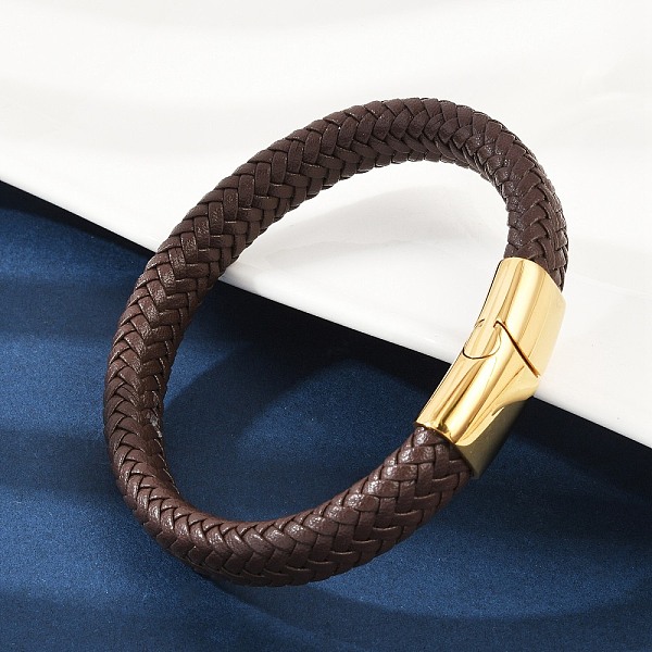 Bracelets en cuir microfibre tressé pour femmes et hommes-image-BJEW-D304-05G-01-fr