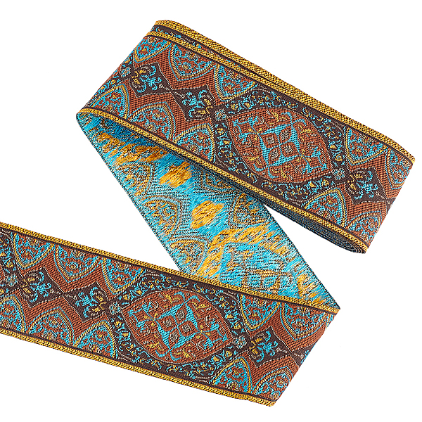 

PandaHall Ethnic 5M Style Embroidery Polycotton Ribbons, Jacquard Ribbon, Tyrolean Ribbon, Garment Accessories, Leaf Pattern, Saddle Brown...