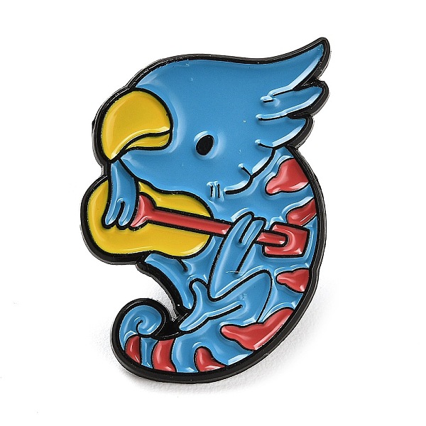 

PandaHall Playing Parrot Enamel Pins, Electrophoresis Black Alloy Brooch, Musical Instruments, 29x20x1.4mm Alloy+Enamel Musical Instruments