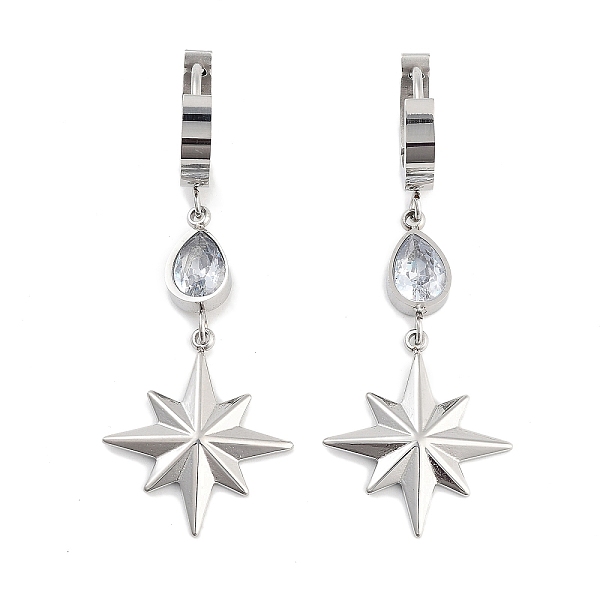

PandaHall Star 304 Stainless Steel Dangle Earrings, Teardrop Glass Hoop Earrings for Women, Stainless Steel Color, 49x18mm 304 Stainless..., Clear
