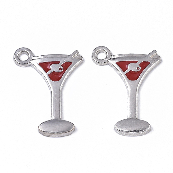 

PandaHall Alloy Enamel Pendants, Platinum, Cocktail Glass, FireBrick, 23x16x2mm, Hole: 2mm Alloy+Enamel Tableware Red