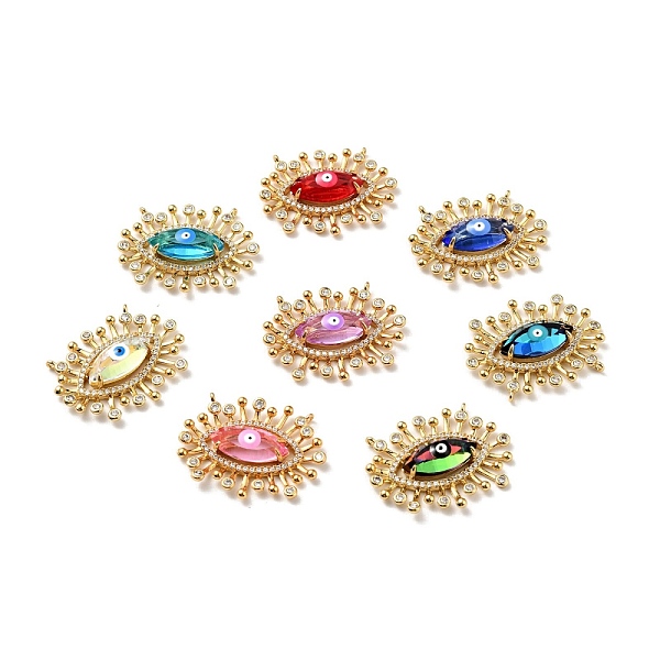 

PandaHall Rack Plating Brass Micro Pave Cubic Zirconia Pendants, with Enamel, Real 18K Gold Plated, Eye with Evil Eye, Cadmium Free & Nickel..., Multicolor