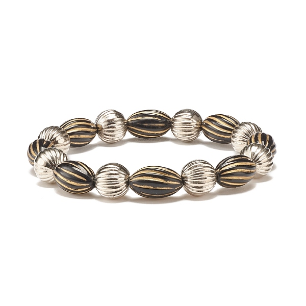 

PandaHall Grooved Acrylic & Plastic Beaded Bracelet Bracelet for Women, Platinum, Black, Inner Diameter: 2-1/4 inch(5.7cm) Acrylic Black