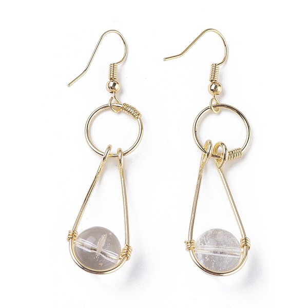 

PandaHall Natural Quartz Crystal Dangle Earrings, with Brass Findings, 55~71x12~13mm, Pin: 0.7mm Quartz Crystal White