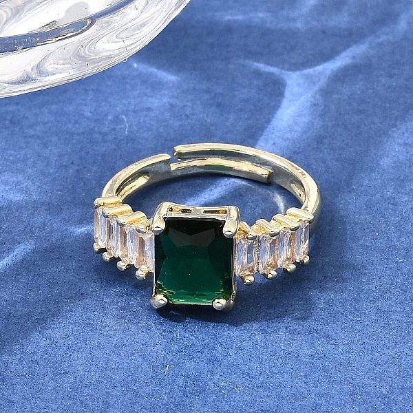 真鍮製パヴェキュービックジルコニアカフオープンリング