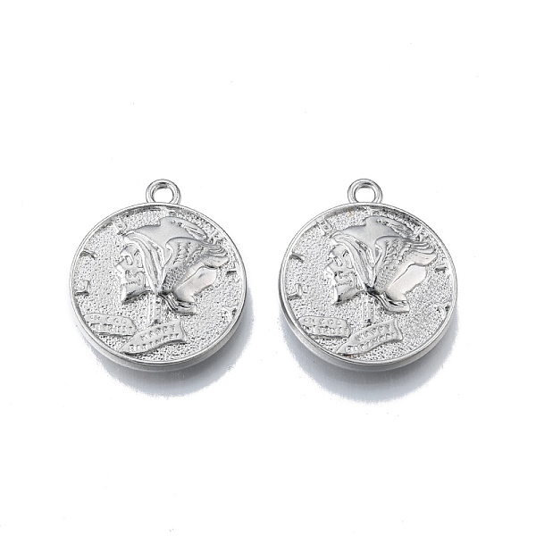 

PandaHall Rack Plating Alloy Pendants, Cadmium Free & Nickel Free & Lead Free, Flat Round with Human, Platinum, 23x20x4mm, Hole: 1.8mm Alloy...