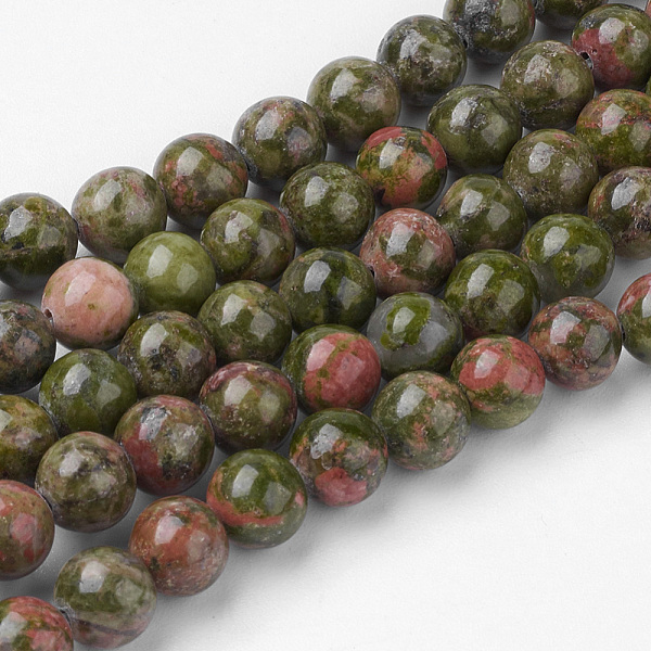 

PandaHall Natural Unakite Bead Strands, Round, 6~6.5mm, Hole: 1mm, about 60pcs/strand, 14.9 inch(38cm) Unakite Round