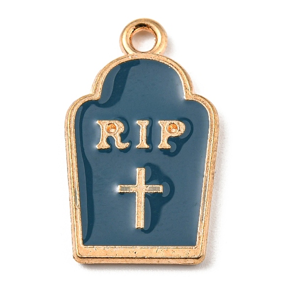 

PandaHall Alloy Enamel Pendants, Halloween Theme, Light Gold, Tombstone, 21.5x12.5x1.5mm, Hole: 1.5mm Alloy+Enamel Others