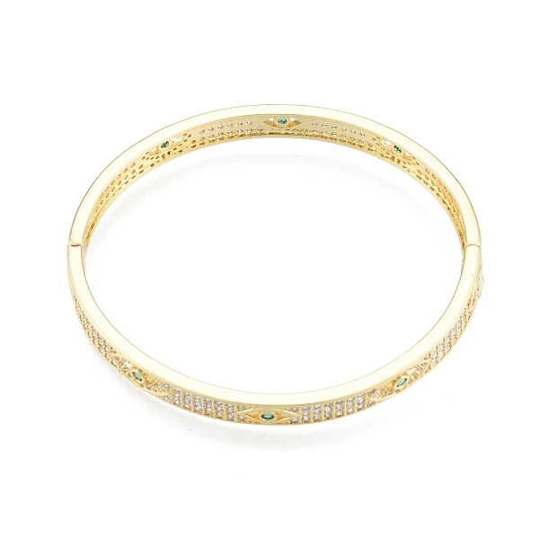 

PandaHall Cubic Zirconia Horse Eye Hinged Bangle, Real 18K Gold Plated Brass Jewelry for Women, Green, Inner Diameter: 2-1/8x2-3/8 inch...