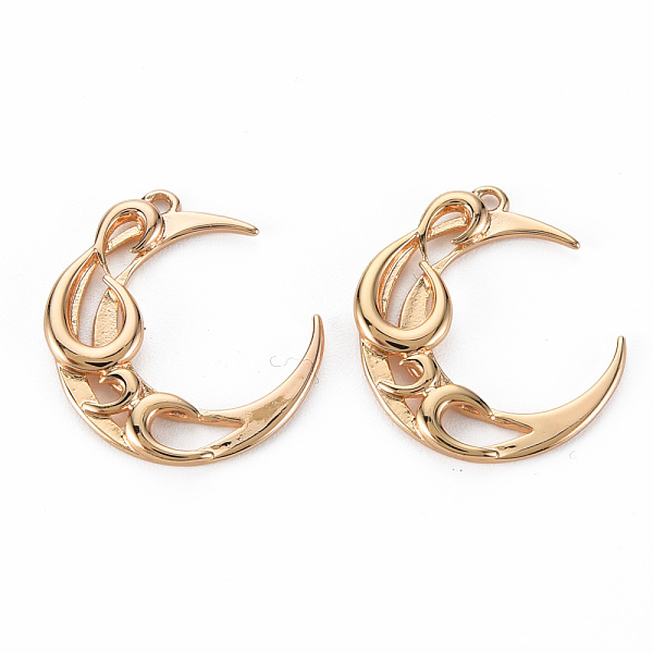 

PandaHall Brass Pendants, Nickel Free, Moon, Real 18K Gold Plated, 18x16x2mm, Hole: 1mm Brass Moon