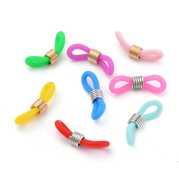 

PandaHall Eyeglass Holders, Glasses Rubber Loop Ends, with Brass Findings, Golden, Mixed Color, 20x7mm Synthetic Rubber Multicolor