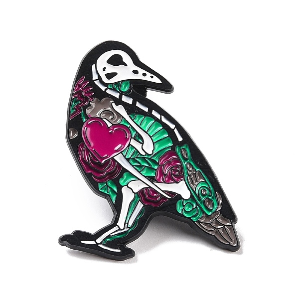 

PandaHall Skeleton Parrot with Heart Enamel Pin for Halloween, Animal Alloy Badge for Backpack Clothing, Electrophoresis Black, Colorful...