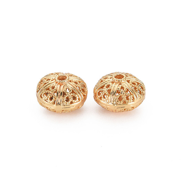 

PandaHall Brass Beads, Nickel Free, Hollow, Rondelle, Real 18K Gold Plated, 10x14mm, Hole: 1.8mm Brass Rondelle