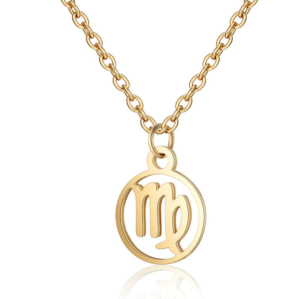 

PandaHall 201 Stainless Steel Pendants Necklaces, Flat Round with Constellations, Virgo, 16.3 inch(40cm)x1mm 201 Stainless Steel Virgo