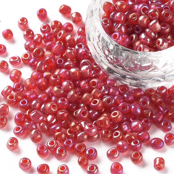

PandaHall 6/0 Round Glass Seed Beads, Transparent Colours Rainbow, Round Hole, Red, 6/0, 4mm, Hole: 1.5mm, about 500pcs/50g, 50g/bag...