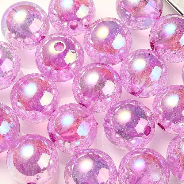 

PandaHall UV Plating Transparent Rainbow Iridescent Acrylic Beads, Bubble Beads, Round, Purple, 15~15.5x15.5~16mm, Hole: 2.6~2.7mm Acrylic...