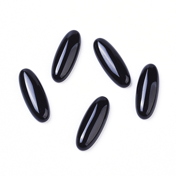 

PandaHall Natural Black Agate Cabochons, Oval, Dyed & Heated, 22x8x4mm Black Agate Oval