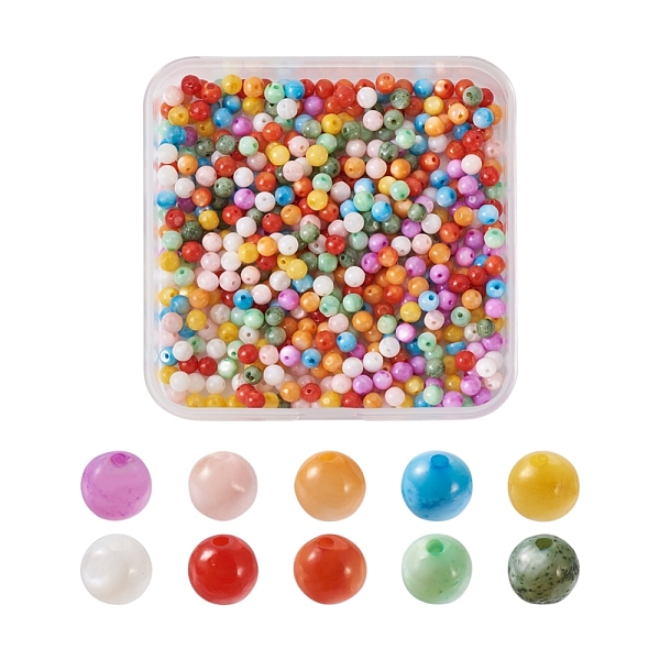 

PandaHall Craftdady 500Pcs 10 Colors Natural Freshwater Shell Beads, Dyed, Round, Mixed Color, 4mm, Hole: 0.8mm, 50pcs/color Freshwater..., Multicolor