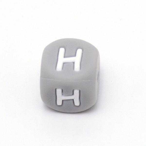 

PandaHall Silicone Alphabet Beads for Bracelet or Necklace Making, Letter Style, Gray Cube, Letter.H, 12x12x12mm, Hole: 3mm Silicone Letter...