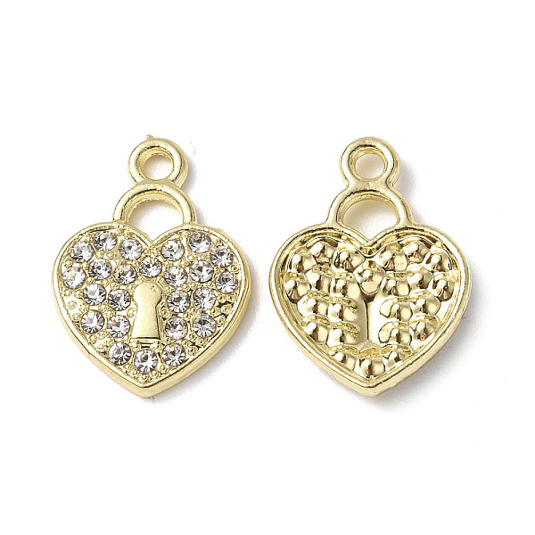 

PandaHall Rack Plating Alloy Rhinestone Pendants, Lead Free & Cadmium Free & Nickel Free, Heart Lock Charms, Light Gold, Crystal..., Clear