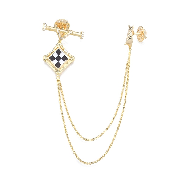 

PandaHall Shell Rhombus & Horse Hanging Chain Brooch, Ion Plating(IP) Brass Lapel Pin for Collar Shirt Suit, Real 18K Gold Plated, 185mm...