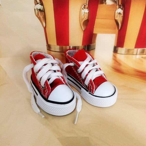 

PandaHall Cloth Doll Canvas Shoes, Sneaker for BJD Dolls Accessories, Red, 55x29x40.5mm Cloth Shoes Red