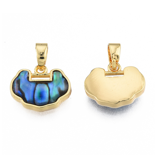 

PandaHall Synthetic Abalone Shell/Paua Shell Charms with Real 18K Gold Plated Brass Findings, Nickel Free, Lucky Longevity Lock, Colorful...