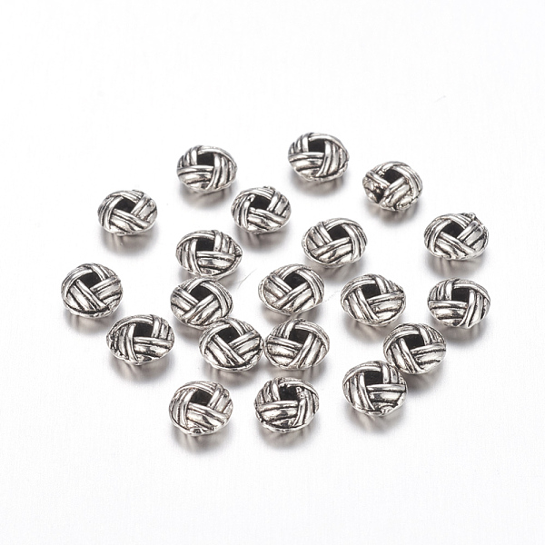 PandaHall Zinc Alloy Spacer Beads, Flat Round, Cadmium Free & Nickel Free & Lead Free, Antique Silver, 6x3.2mm, Hole: 2mm Alloy Flat Round