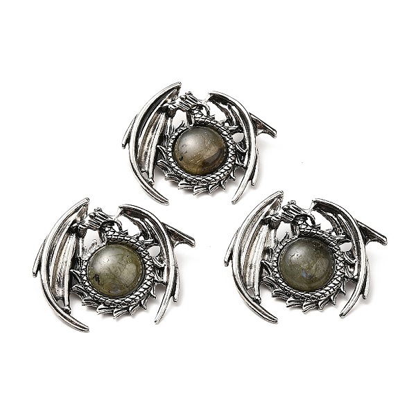 

PandaHall Natural Labradorite Pendants, Dragon Charms, with Rack Plating Antique Silver Tone Alloy Findings, Cadmium Free & Lead Free...