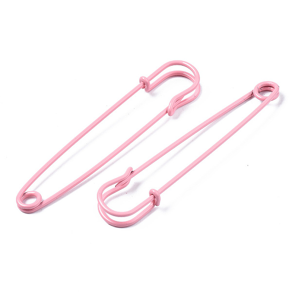 

PandaHall Spray Painted Iron Safety Pins, for Brooch Making, Kilt Needles, Pink, 75x17x6mm, Hole: 4.5mm, Pin: 1.5mm Iron Pink