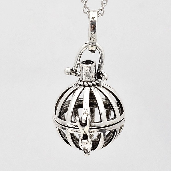 

PandaHall Hollow Brass Round Cage Pendants, For Chime Ball Pendant Necklaces Making, Antique Silver, 26x24mm, Hole: 3x8mm, inner diameter...