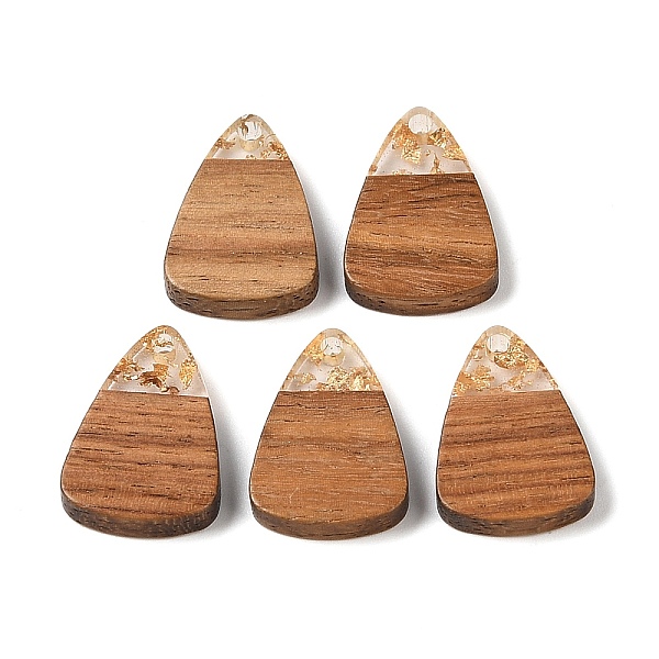 

PandaHall Resin & Wood Pendants, with Gold Foil, Triangle Charm, Clear, 23x15x3mm, Hole: 2mm Wood Triangle Clear