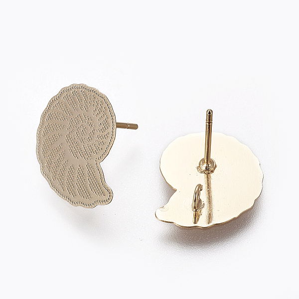 

PandaHall Brass Stud Earring Findings, with Loop, Nickel Free, Long-Lasting Plated, Conch Shape, Real 18K Gold Plated, 15x12.5mm, Hole: 2mm...